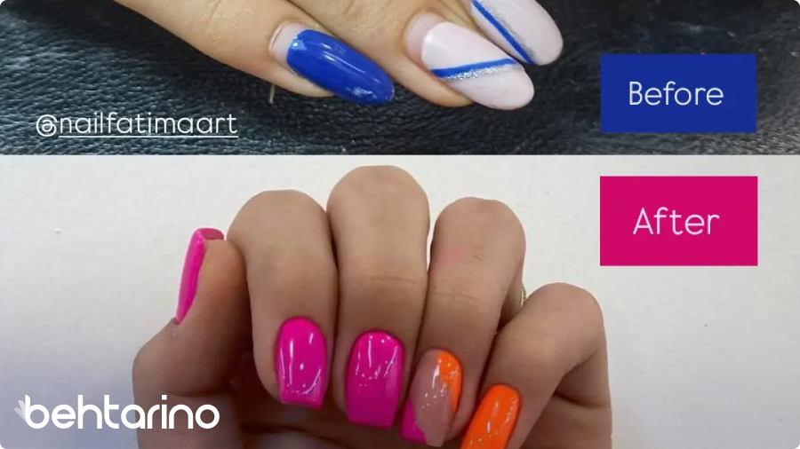 نمایش قبل و بعد ناخنها