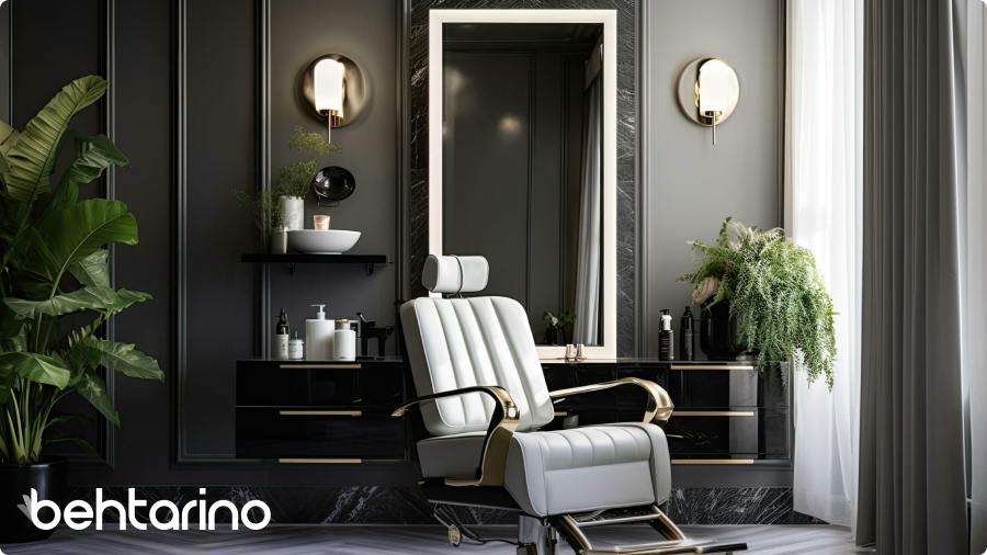 نورپردازی حرفه‌ای آرایشگاه مردانه