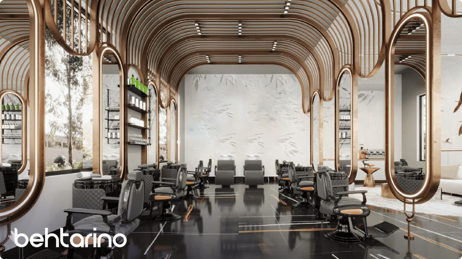 دکوراسیون لوکس آرایشگاه مردانه